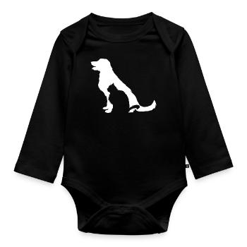 Silhouette de chat et de chien - Body Bébé bio manches longues - noir - Devant