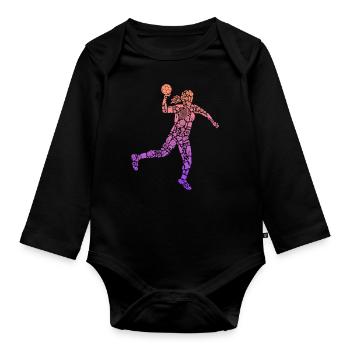 Symboles de handball Femmes Filles Handball Joueuse - Body Bébé bio manches longues - noir - Devant