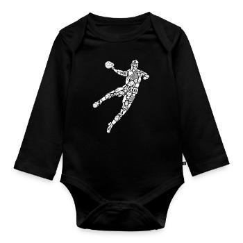 Handballer Symbole Handballspieler Handball - Baby Bio-Langarm-Body - Schwarz - Vorne