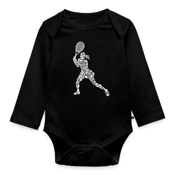 Symboles de tennis Filles Joueuse de tennis - Body Bébé bio manches longues - noir - Devant