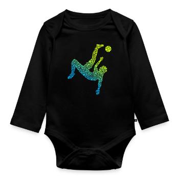 Fußball Symbole Fußballer Jungen Fußballspieler - Baby Bio-Langarm-Body - Schwarz - Vorne