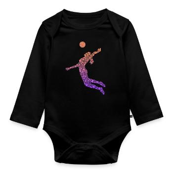 Symboles des joueurs de volleyball Femmes Filles Volleyball - Body Bébé bio manches longues - noir - Devant