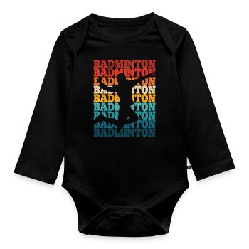 Badminton - Baby Bio-Langarm-Body - Schwarz - Vorne