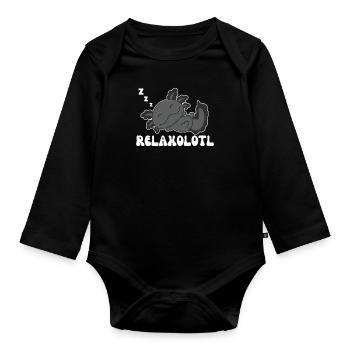 Relaxolotl Axolotl lovers sweet animals relax - Organic Longsleeve Baby Bodysuit - black - Front