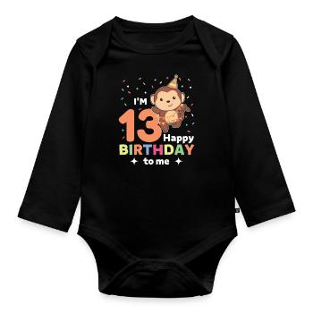 Singe pour les enfants de treize ans - Body Bébé bio manches longues - noir - Devant