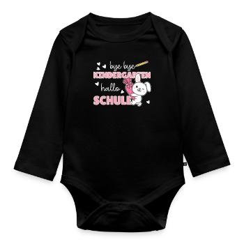 Bye bye Kindergarten Hello School Bunny - Body Bébé bio manches longues - noir - Devant