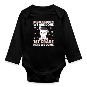 Kids Kindergarten graduate Hase 1st grade - Baby Bio-Langarm-Body - Schwarz - Vorne
