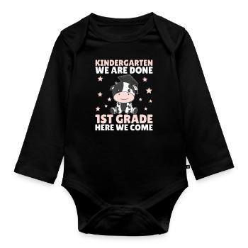 Kids Kindergarten graduate Kuh 1st grade - Baby Bio-Langarm-Body - Schwarz - Vorne