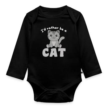 Je préfère être un chat - chat mignon - Body Bébé bio manches longues - noir - Devant