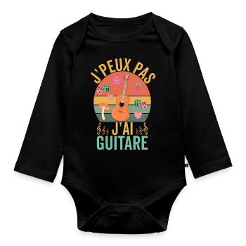 Je Ne Peux Pas, Jái Guitare - Drôle Guitare - Body Bébé bio manches longues - noir - Devant
