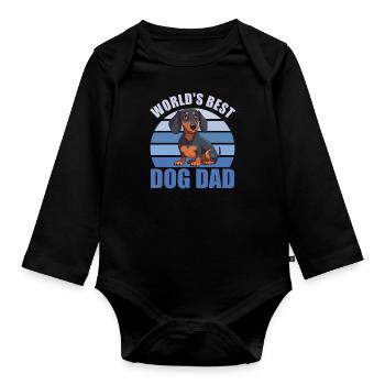 Weltbester Hunde Papa süßer Dackel - Baby Bio-Langarm-Body - Schwarz - Vorne