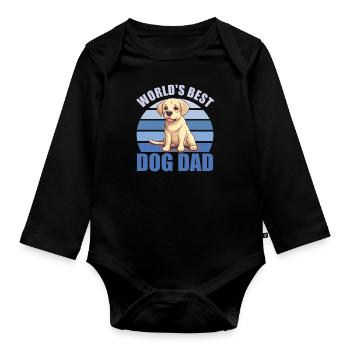 Le meilleur chien du monde papa mignon Labrador - Body Bébé bio manches longues - noir - Devant