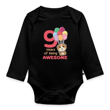 Guinea pigs for the 9th birthday children nine - Organic Longsleeve Baby Bodysuit - black - Front