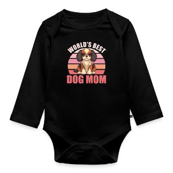 World's Best Dogs Mom Cute Clever King Charles - Organic Longsleeve Baby Bodysuit - black - Front