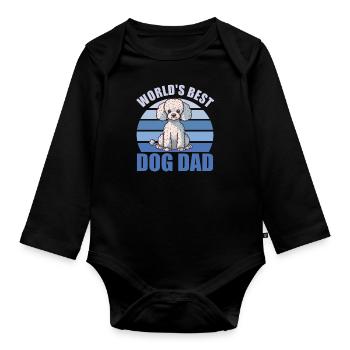 Meilleur chien papa mignon caniche au monde - Body Bébé bio manches longues - noir - Devant