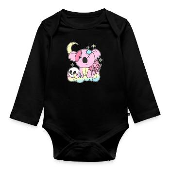 Kawaii Gothic Koala Pastel Gothic Goth - Organic Longsleeve Baby Bodysuit - black - Front