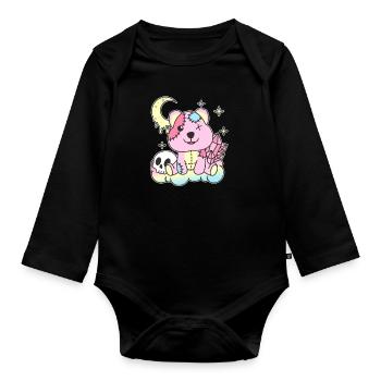 Kawaii Gothic Quokka Pastel Gothic Goth - Organic Longsleeve Baby Bodysuit - black - Front