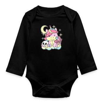 Kawaii Gothic Unicorn Pastel Gothic Goth - Organic Longsleeve Baby Bodysuit - black - Front