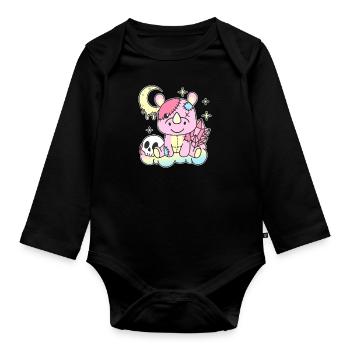 Kawaii Gothic Rhinoceros Pastel Gothic Goth - Organic Longsleeve Baby Bodysuit - black - Front