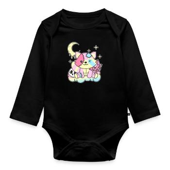 Kawaii Gothic Raccoon Pastel Gothic - Organic Longsleeve Baby Bodysuit - black - Front