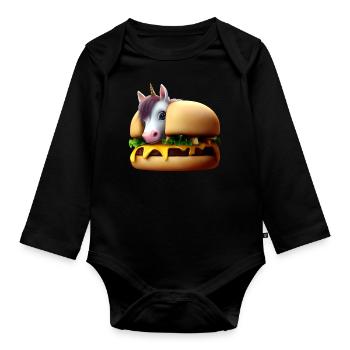 Einhorn Cheeseburger - Baby Bio-Langarm-Body - Schwarz - Vorne