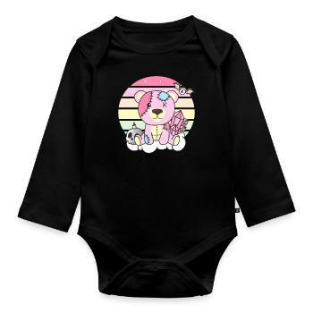 Kawaii Gothic Bear Pastel Gothic Goth - Organic Longsleeve Baby Bodysuit - black - Front