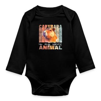 Capybara is my spirit animal - süßes Capybara - Organic Longsleeve Baby Bodysuit - black - Front