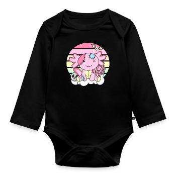 Kawaii Gothic Axolotl Pastel Gothic Goth - Organic Longsleeve Baby Bodysuit - black - Front
