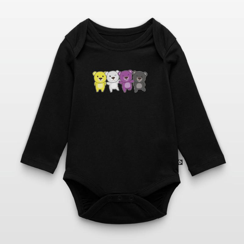 Nonbinary Monkey Flag Pride LGBTQ Cute Monkey Organic Longsleeve Baby Bodysuit
