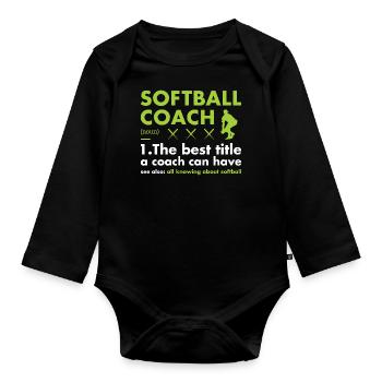 Entraîneur sportif Définition Softball - Body Bébé bio manches longues - noir - Devant