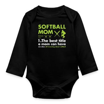 Sport Maman Définition Softball - Body Bébé bio manches longues - noir - Devant