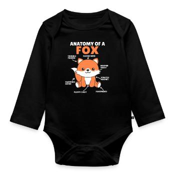 Cute Fox Explanation Anatomy of a Fox - Organic Longsleeve Baby Bodysuit - black - Front