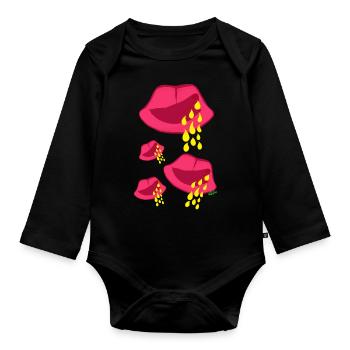 Yamirka lips - Organic Longsleeve Baby Bodysuit - black - Front