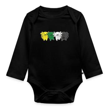 Skoliosexuell Flag Pride LGBTQ süßer Axolotl - Baby Bio-Langarm-Body - Schwarz - Vorne