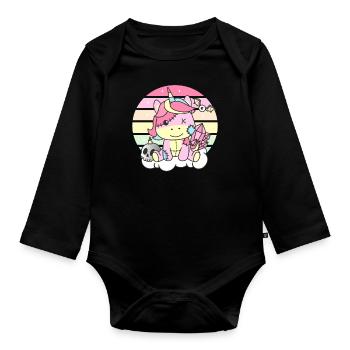 Kawaii Gothic Unicorn Pastel Gothic Goth - Organic Longsleeve Baby Bodysuit - black - Front