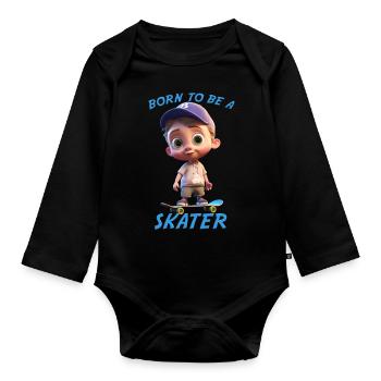Born To Be A Skater (Boy) - Organic Longsleeve Baby Bodysuit - black - Front