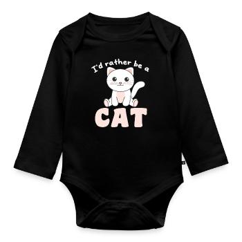 Je préfère être un chat - chat mignon - Body Bébé bio manches longues - noir - Devant