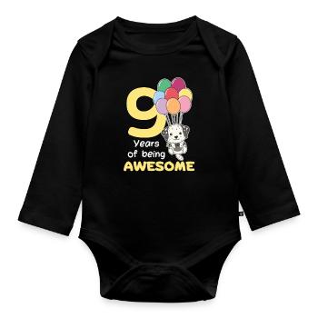 Dalmatians for 9th birthday children nine years old - Organic Longsleeve Baby Bodysuit - black - Front