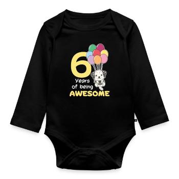 Dalmatians for 6th birthday children six years - Organic Longsleeve Baby Bodysuit - black - Front
