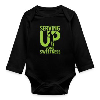 Tennisplatz Spruch Für Tennis - Baby Bio-Langarm-Body - Schwarz - Vorne