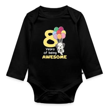 Dalmatians for 8th birthday children eight years old - Organic Longsleeve Baby Bodysuit - black - Front