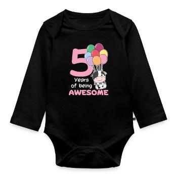 Vache pour les enfants de 5 ans - Body Bébé bio manches longues - noir - Devant