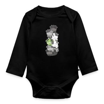 Agender Flag Pride LGBTQ Cute Cow Stack - Organic Longsleeve Baby Bodysuit - black - Front