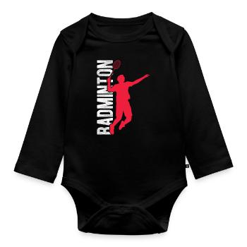 Badminton - Baby Bio-Langarm-Body - Schwarz - Vorne