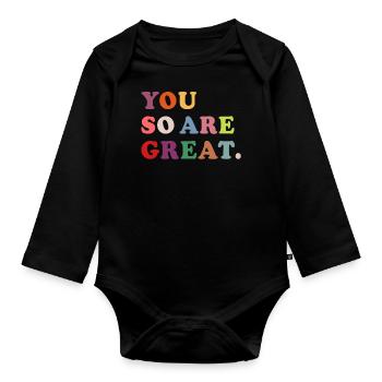 Tu es si génial - Body Bébé bio manches longues - noir - Devant