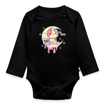 Kawaii Gothic Sloth Pastel Gothic Goth - Organic Longsleeve Baby Bodysuit - black - Front