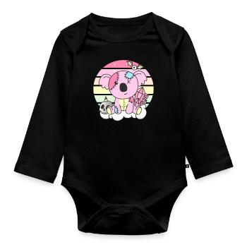 Kawaii Gothic Koala Pastel Gothic Goth - Organic Longsleeve Baby Bodysuit - black - Front