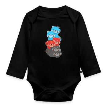 Polyamory Flag Gay Pride LGBTQ Roter Panda Turm - Baby Bio-Langarm-Body - Schwarz - Vorne