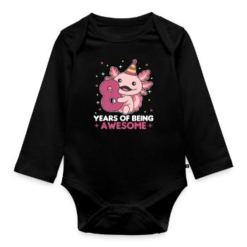 Axolotl pour les enfants de 8 ans de huit ans - Body Bébé bio manches longues - noir - Devant