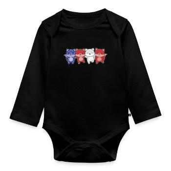 Fuchs für den vierten Juli USA Flagge Füchse - Baby Bio-Langarm-Body - Schwarz - Vorne